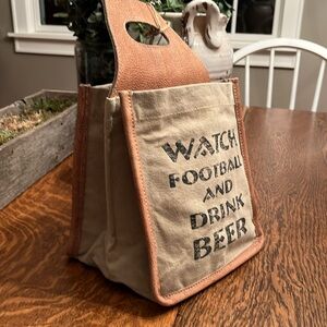 Clea Ray Canvas 6-pack Can Tote Watch Football And Drink Beer NWT